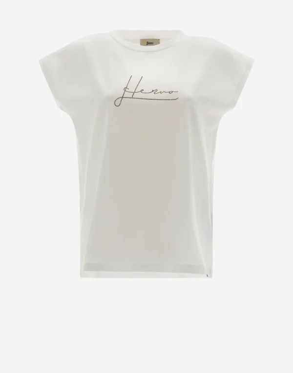 T-Shirt In Interlock Jersey Con Strass>Herno New